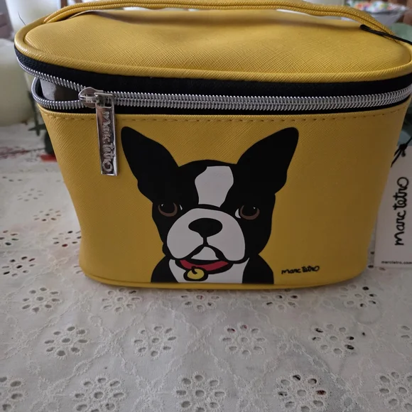 Marc Tetro Yellow Cosmetic Bag with Dog Design - Picture 2 of 4